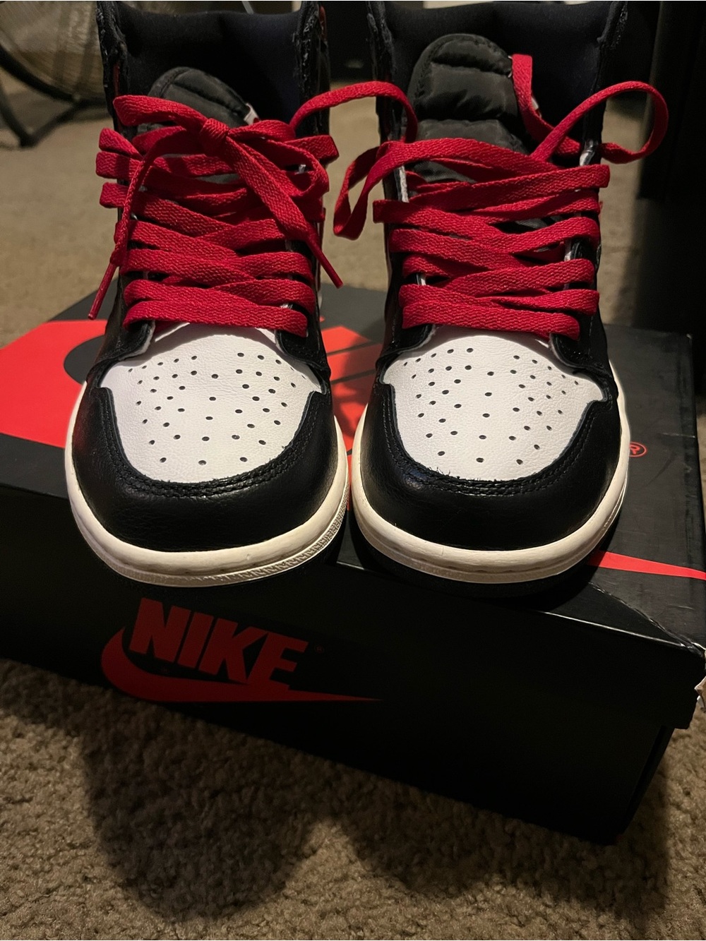 Jordan Kids' High-Top Sneakers in Black, White & Red